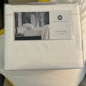 Hotel Collection, Italian Percale, Queen Flat Sheet, Pink Stripe, Made in Italy